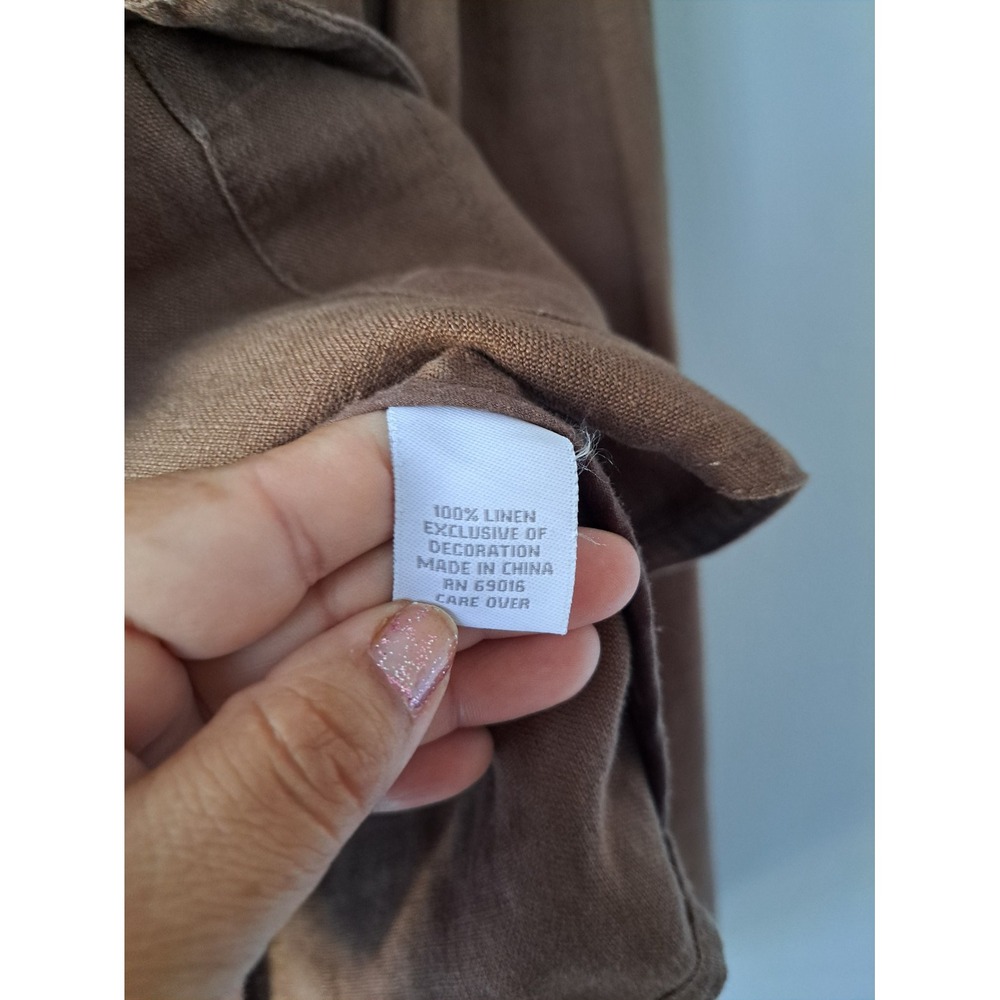 Relativity Womens Brown Linen Military Geometric Pockets Light Jacket Size Mediu - Picture 7 of 8